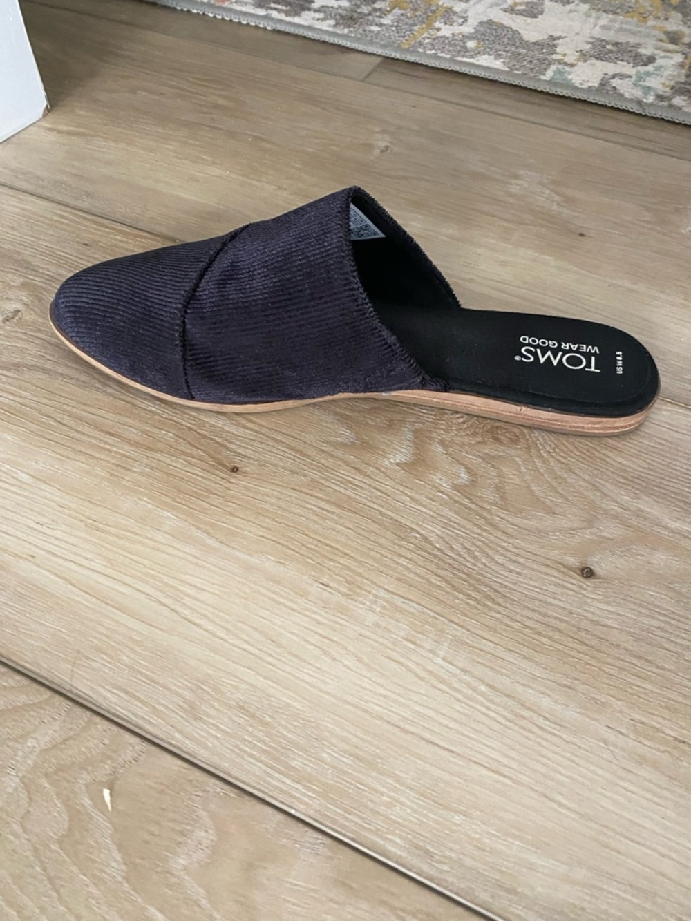 TOMS Black Corduroy Slip-On Mule